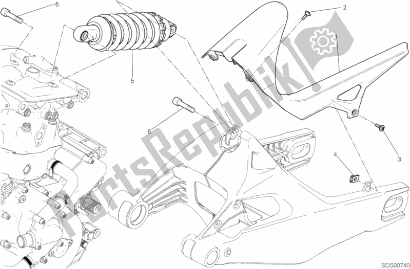 Tutte le parti per il Sospensione Posteriore del Ducati Monster 821 Dark Brasil 2016